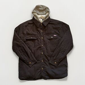Dickies Duck Canvas Hooded Jacket Mens M Quilt Lined Utility Work Shacket Black